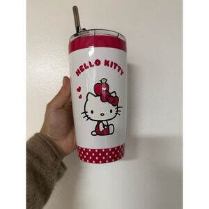 Sanrio Hello Kitty White Red Stainless Steel Cup Tumbler 530ml Trinket Plush